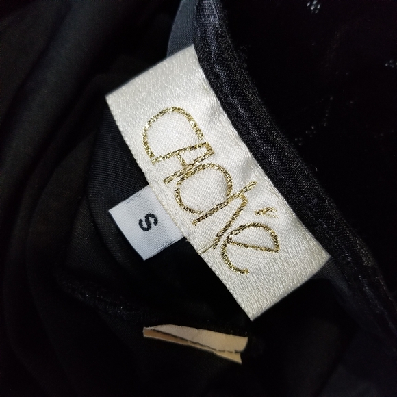 Sz S (fits 2-4 or a curvy 0) 90s Vintage Cache Black Velour Gown w/ Floral Beads - Picture 3 of 8